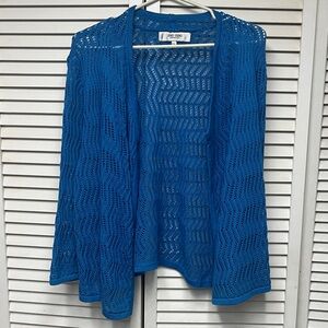 Jones Studio Open-Weave Royal Blue Women's Cardigan
